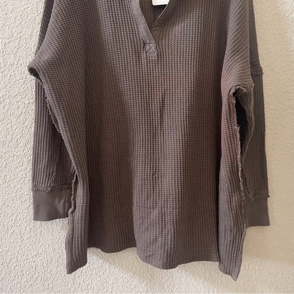 ❌SOLD ❌Free People Travis Sweater Pullover Ribbed Relaxed Boho Preppy OliveS NWT - Picture 5 of 7